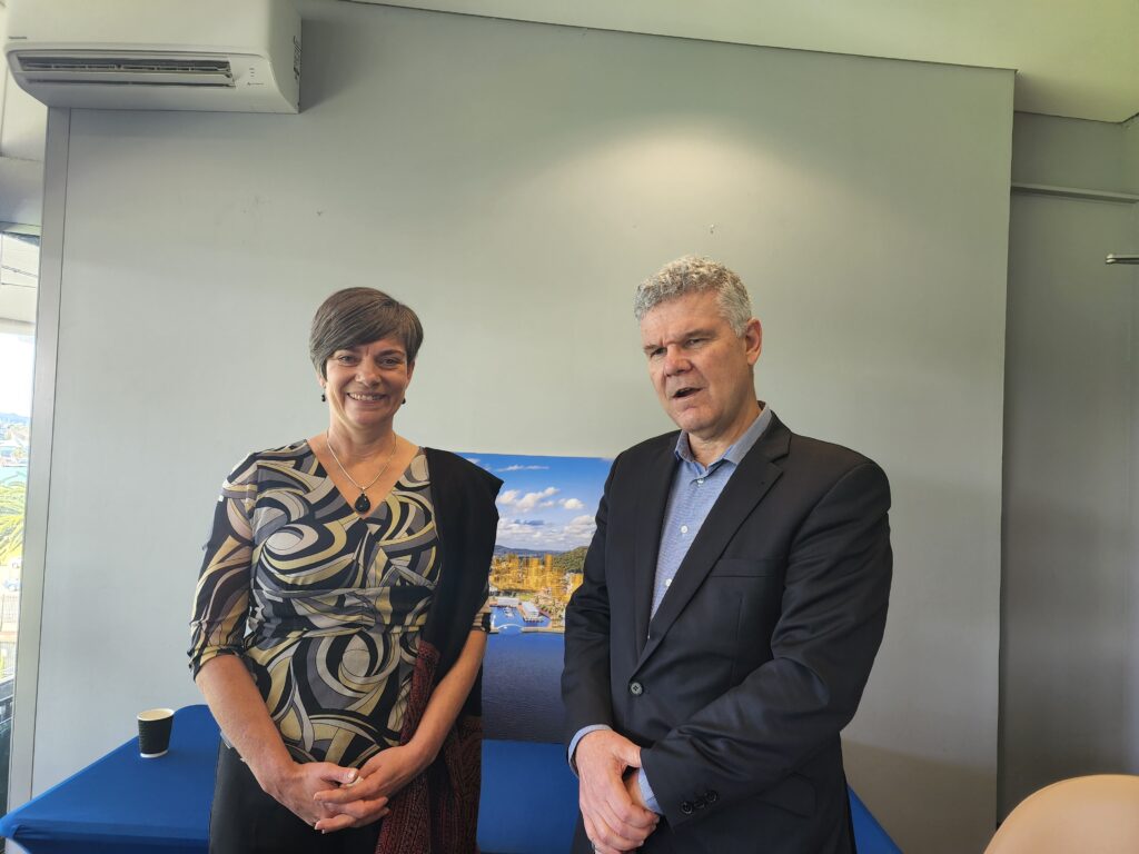 Dr Alice Howe, Director of Environment and Planning with Central Coast Council CEO David Farmer at Gosford waterfront concept plan announcement