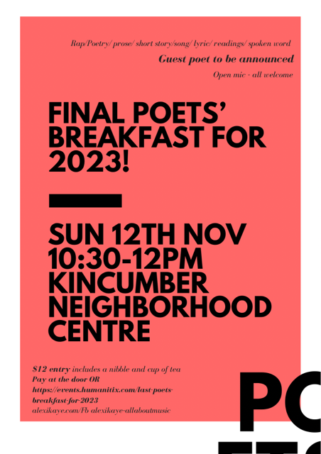 Final poets’ breakfast for 2023